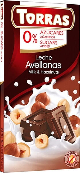 Milchschokolade mit Haselnüssen Leche Avellanas Milch & Haselnüssen 0% glutenfreier Zucker 75 g TORRAS