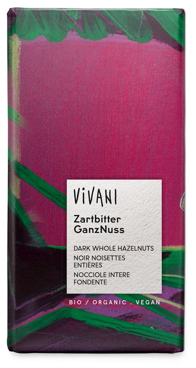 Bitterschokolade mit ganzen Nüssen BIO 100 g - VIVANI Hover Image