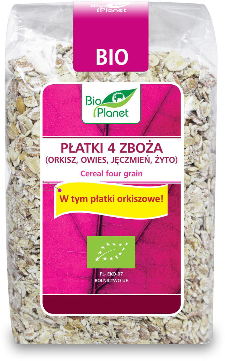 Flocken 4 Cerealien (Dinkel Hafer Gerste Roggen) BIO 300 g - BIO PLANET Huvudsaklig produktbild