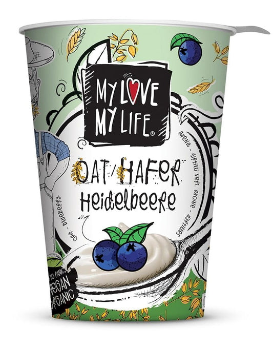 Bio Haferdessert mit Beeren von MY LOVE MY LIFE, cremig und fruchtig, in 400 g Packung, sichtbar mit Beeren und Haferflocken.