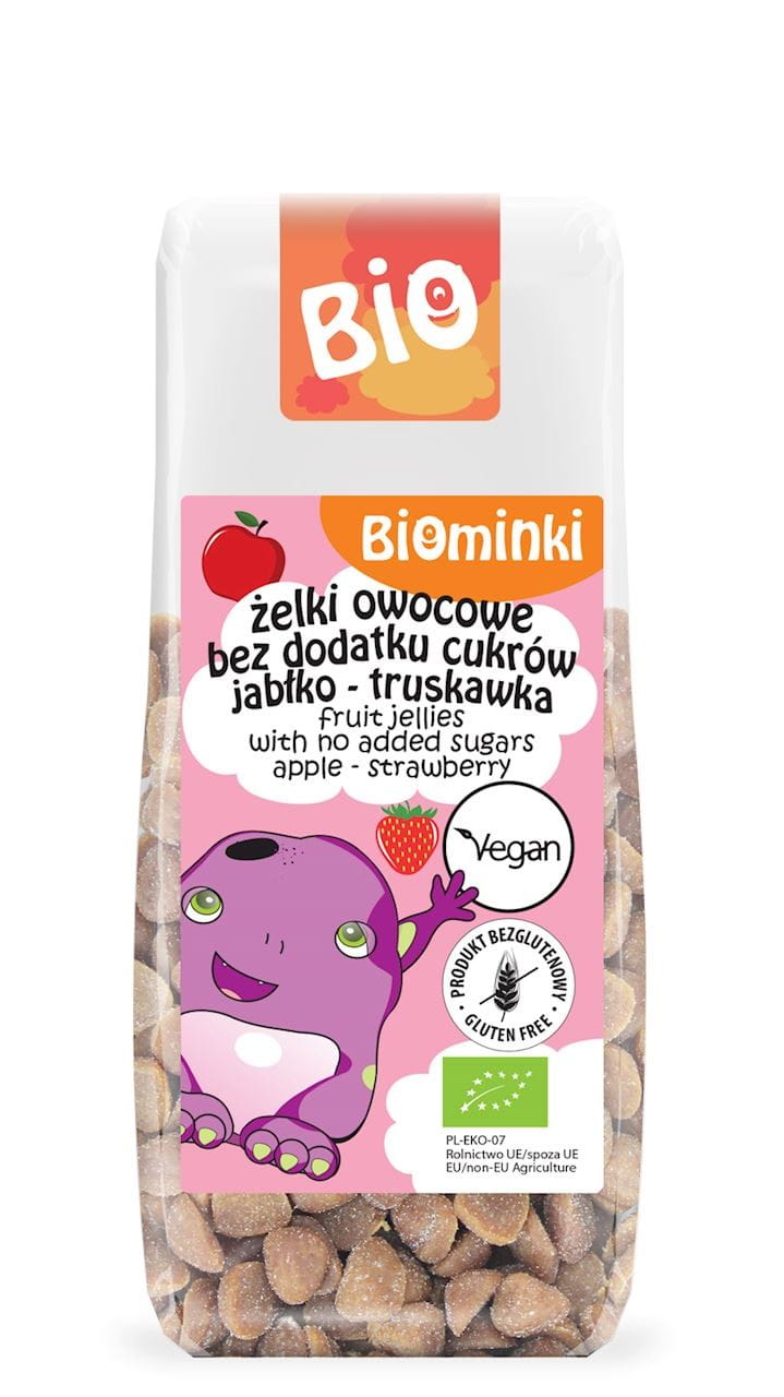 Fruchtgelees ohne Zuckerzusatz, Apfel - Erdbeere BIO 75 g - BIOMINKI