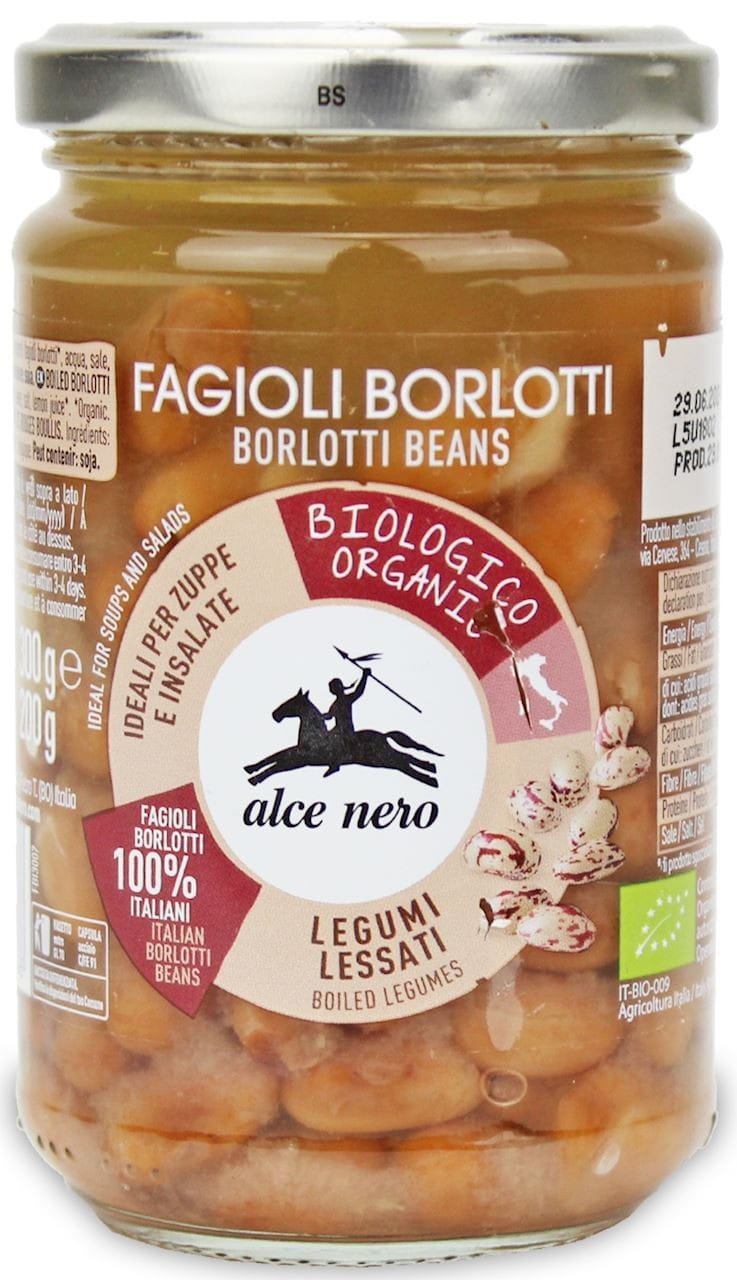 Borlottibohnen in BIO-Salzlake 300 g (200 g) (Glas) - ALCE NERO