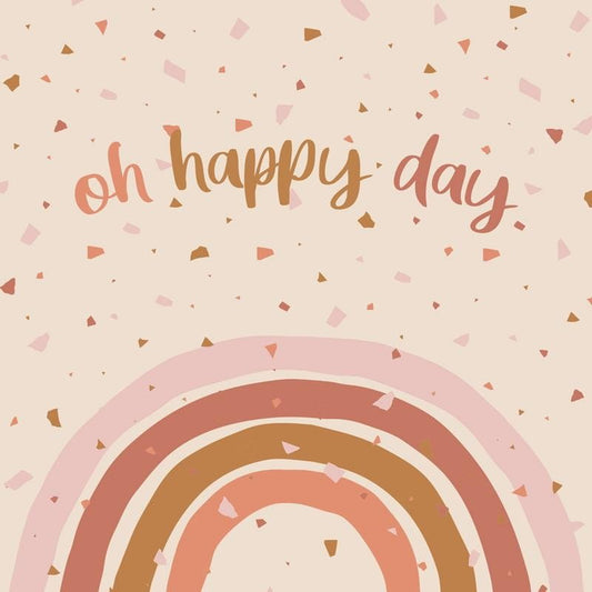 Bambus Servietten „Oh Happy Day“ von CHIC-MIC, 20 Stück, umweltfreundliche Papierservietten mit buntem Design für Feiern