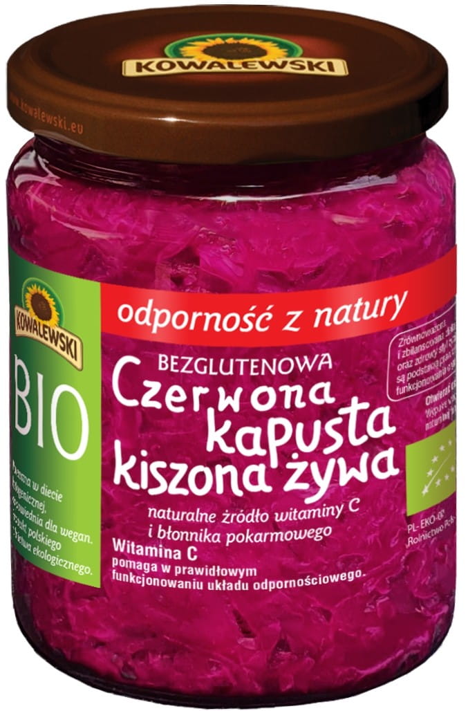 Lebendes rotes Sauerkraut, nicht EPAsterisiert glutenfrei BIO 400 g - KOWALEWSKI
