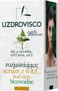 Augenserum mit Vitamin C von UZDROVISCO, wasserfrei, 15 ml, hellt die Augenpartie auf, enthält pflegende Inhaltsstoffe.