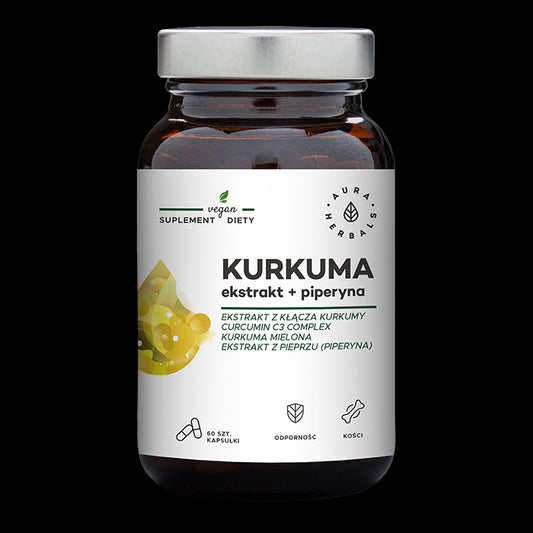 Kurkuma-Extrakt Piperin 60 Kapseln AURA HERBALS