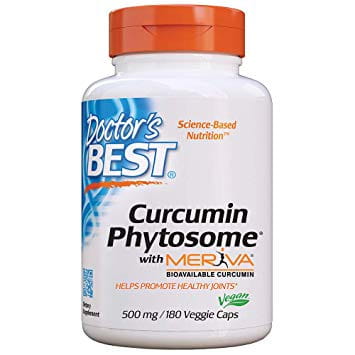 Kurkumin-Phytosom mit Meriva in 180 Kapseln, von DOCTOR'S BEST, zeigt die Kapseln in einer offenen Packung.