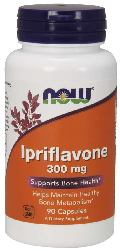Ipriflavon Kapseln von NOW FOODS, 300 mg, 90 Stück, als Nahrungsergänzungsmittel in einer blauen Verpackung