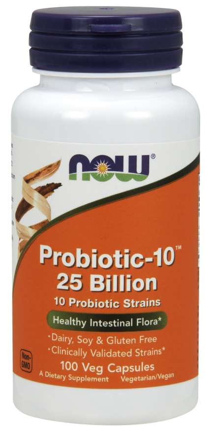 Probiotika Probiotic10™ 25 Milliarden Kapseln von NOW FOODS, probiotische Nahrungsergänzung in 100 Kapseln, für Darmgesundheit