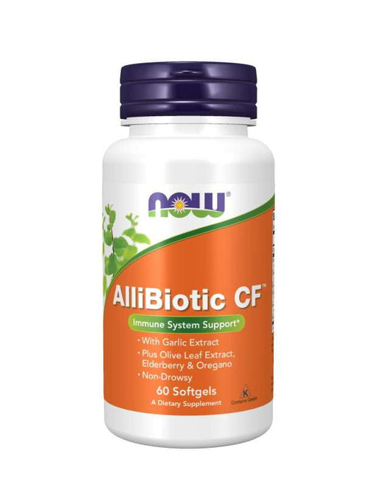 Naturreiche Allibiotic CF Kapseln von NOW FOODS, 60 Stück, mit probiotischen und pflanzlichen Inhaltsstoffen in der Dose