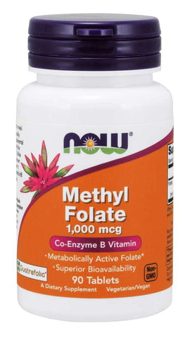 Methylfolat Quatrefolic Folsäure 1000 mcg 90 Tabletten NOW FOODS