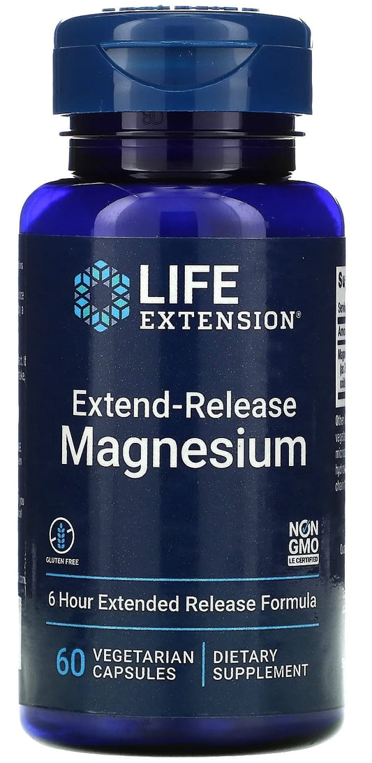 Magnesium-Kapseln von LIFE EXTENSION, 60 Stück, als Nahrungsergänzung zur Unterstützung der Lebenskraft und Entspannung.