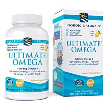 NORDIC NATURALS Ultimate Omega 640 MG Kapseln, Flasche mit 120 Omega-3-Fischölkapseln, weiße Verpackung, klare Beschriftung