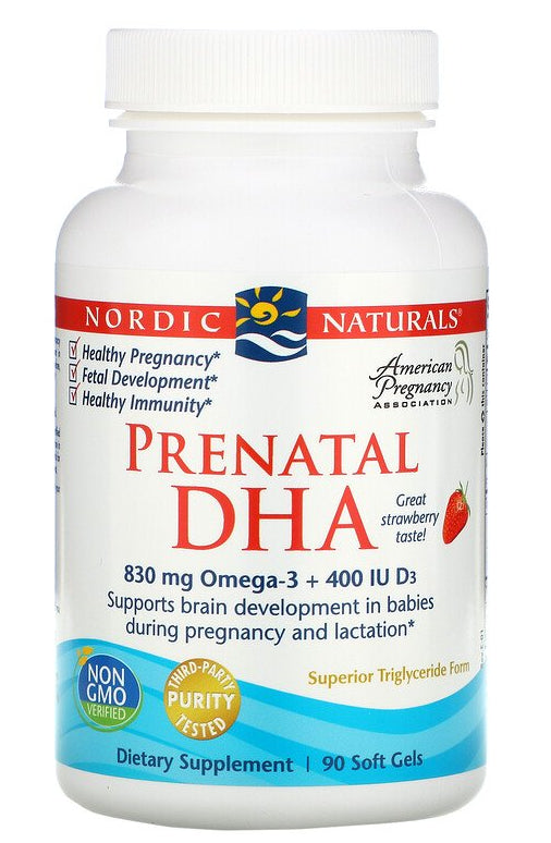 Prenatal DHA OMEGA 3 und Vitamin D3 Erdbeere 90 Kapseln NORDIC NATURALS Hover Image