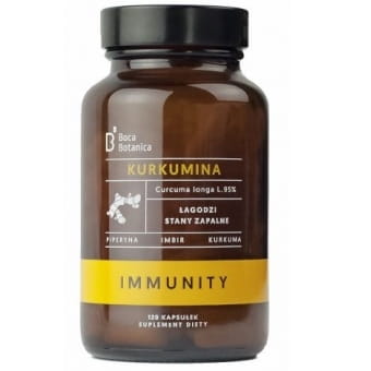 Boca Botanica Curcumin 95 Kapseln, 120 Stück, Nahaufnahme der Kapseln in einer blauen Packung