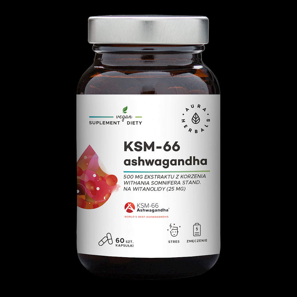 Ashwagandha KSM66 Wurzel 500 MG 60 Kapseln AURA HERBALS