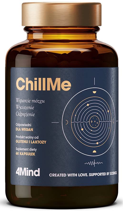 Chillme 60 Kapseln von HEALTH LABS, entspannende Nahrungsergänzung mit Kapseln in einer weißen Packung.