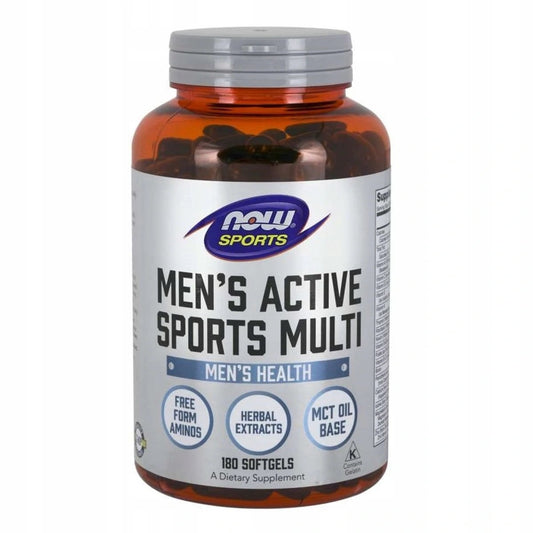 Aktivsport-Multivitamin für Männer von NOW FOODS in einer Packung mit 180 Kapseln, enthält Vitamine und Mineralstoffe für mehr Energie