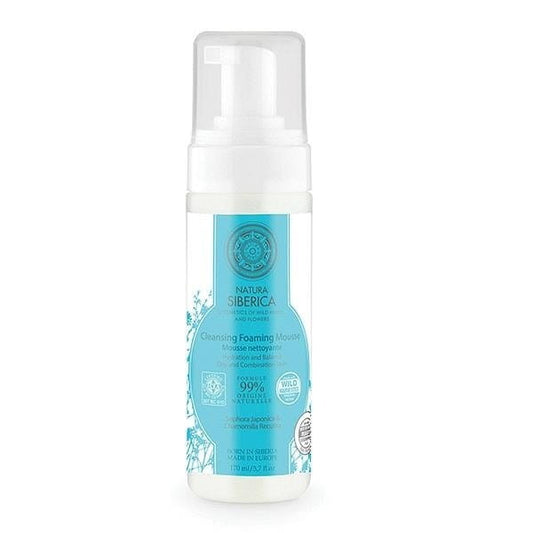 Feuchtigkeitsbindendes Gesichtsreinigungsmousse von NATURA SIBERICA für Mischhaut und fettige Haut, 150 ml, cremige Textur