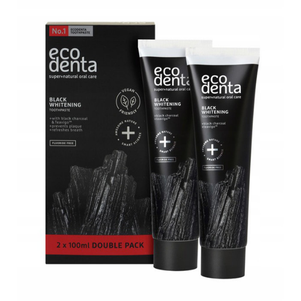 Schwarz aufhellende Zahnpasta ecodenta 2x100 ml BIOK LABORATORIJA