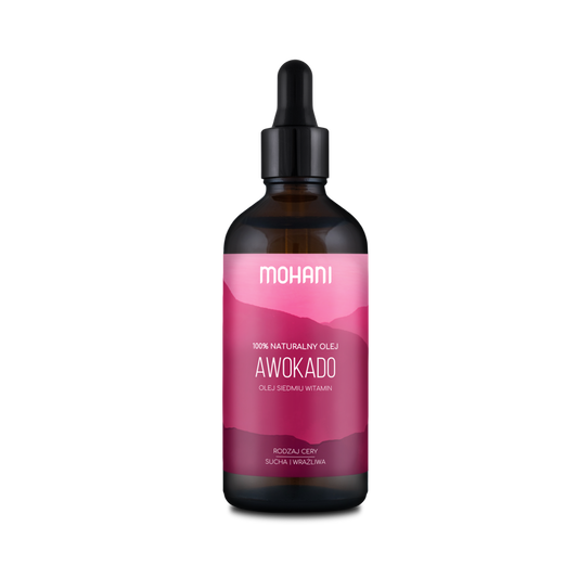 Helles Avocadoöl in einer 100 ml Flasche von MOHANI, flüssig und grünlich, ideal für Haut und Küche.