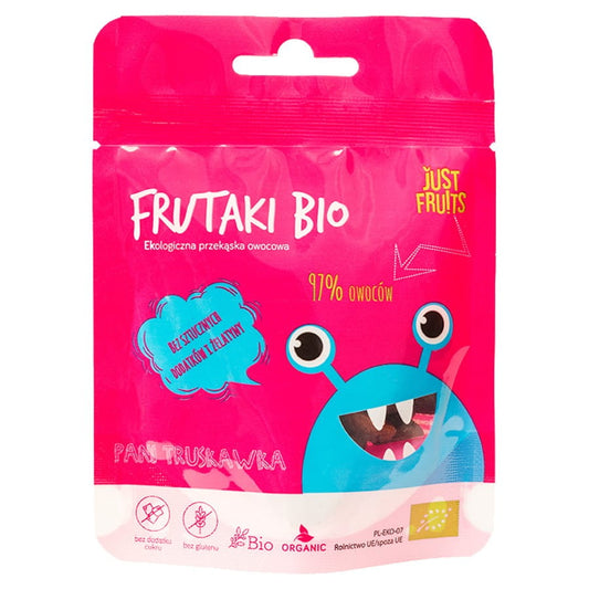 Bio-Fruchtsnack Erdbeere von FRUTAKI, 50g, getrocknete Erdbeerstückchen in biologischer Qualität.