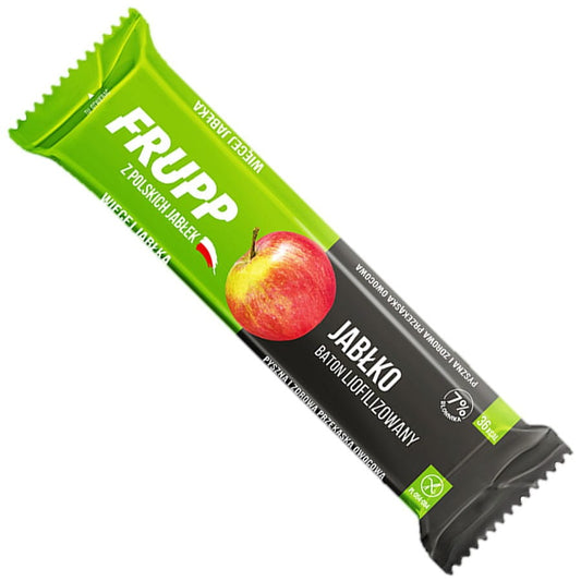 Glutenfreier Apfelriegel von FRUPP, 10g, mit fruchtigem Apfelgeschmack, in Verpackung sichtbar