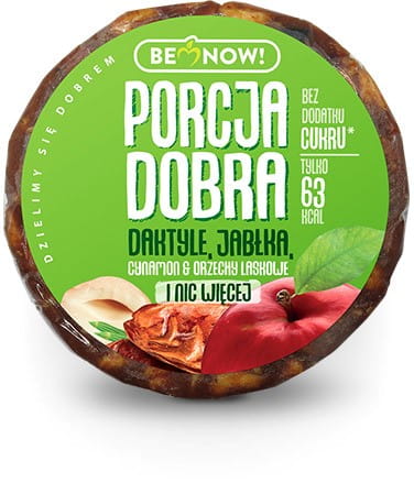 Getrocknete Apfel- und Dattelstücke von BE NOW, 20g, gesunde Fruchtmischung in einer praktischen Verpackung.