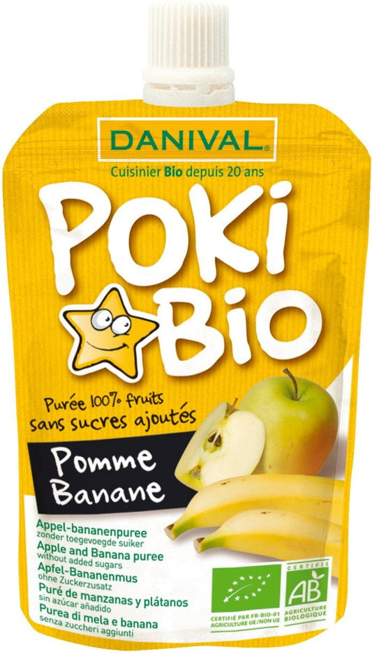 DANIVAL Apfel-Bananen-Püree 100% Frucht, BIO, ohne Zuckerzusatz, in 90 g Packung, fruchtiges Püree mit Apfel und Banane