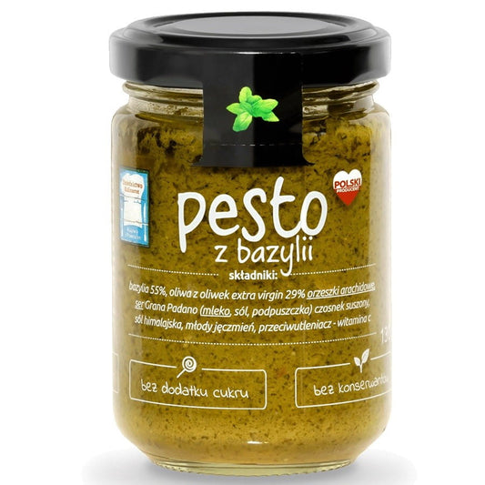Basilikumpesto von HOTZ in 130g Glas, frisches grünes Pesto mit Basilikum und Kräutern, ideal für Pasta und Sandwiches