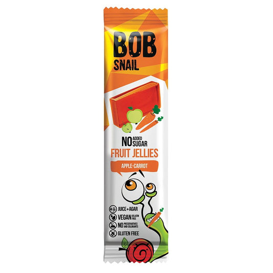 Apfel-Karotten-Gelee-Snack von BOB SNAIL in 38g Packung, fruchtiger und zuckerfreier Fruchtaufstrich ohne Zuckerzusatz.