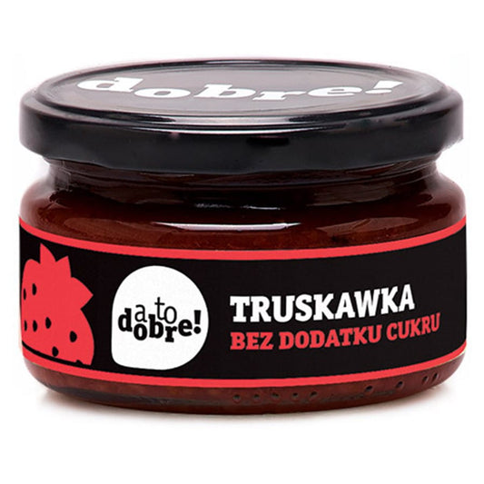 Erdbeermarmelade ohne Zuckerzusatz von A TO DOBRE! in 210g Glas, frische Erdbeeren mit natürlicher Konsistenz ohne Zucker.