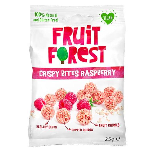 Himbeerchips von FRUIT FOREST, knusprige Fruchtbissen in 25g Packung, mit fruchtigem Himbeergeschmack und knuspriger Textur