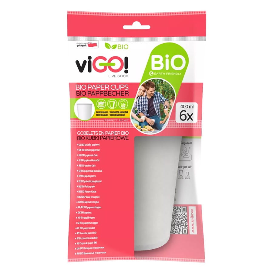 400 ml biologisch abbaubare Pappbecher 6 Stück VIGO!