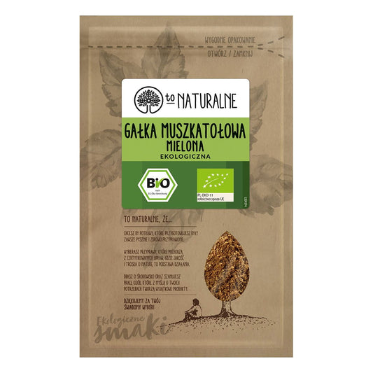 Gemahlene Muskatnuss Primat BIO von TO NATURALNE, 10g, fein gemahlen in einem transparenten Gewürzglas, frische Gewürzqualität