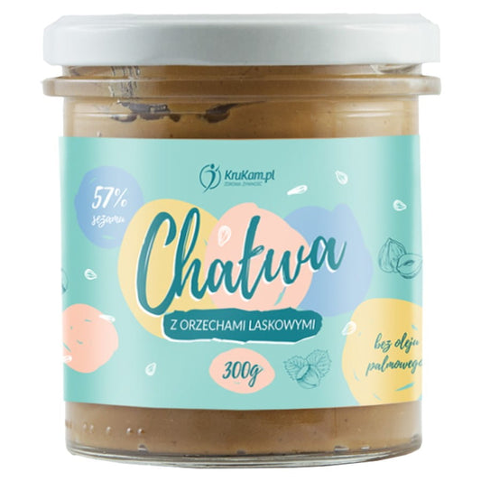 Haselnuss-Halva von KRUKAM mit Xylit, 300g, cremige Süßigkeit mit Haselnüssen und natürlicher Süße