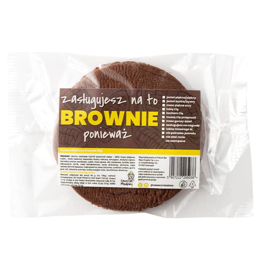 Schokoladiger Brownie mit Honig von Xawery Miodowy, 60g, saftig und lecker, mit goldbrauner Oberfläche.