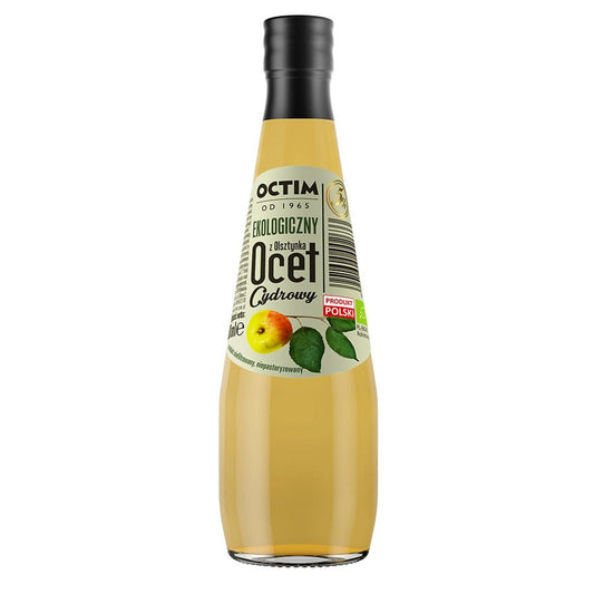 Bio Apfelessig 5% in 300 ml Glasflasche, OCTIM, frisch und naturbelassen, ideal für Küche und Gesundheit.