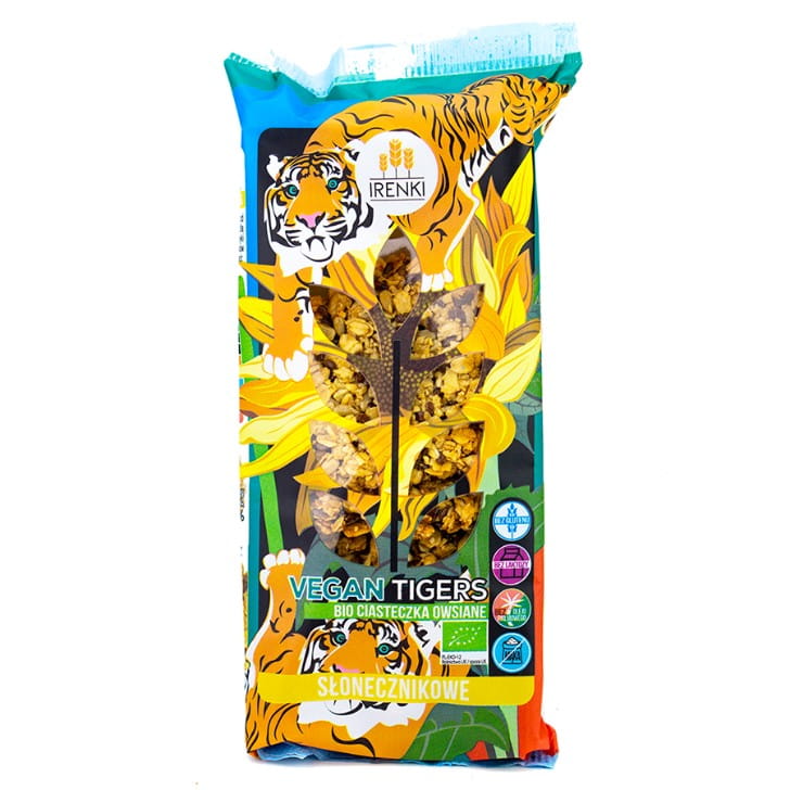 Haferkekse vegan Tiger - vegan mit Sonnenblumenkernen BIO 120g IRENKI
