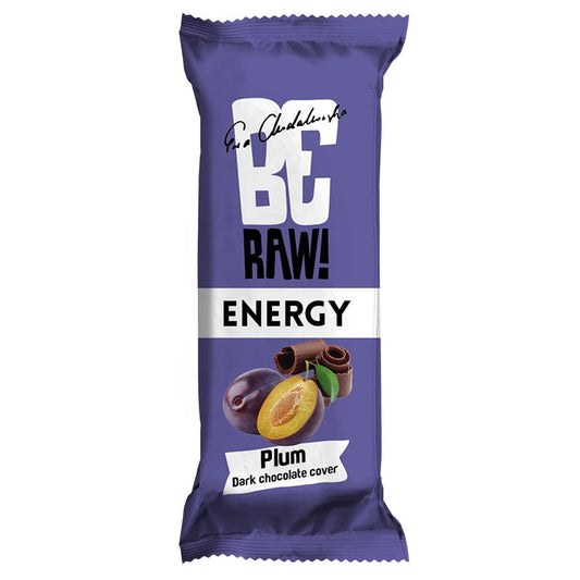 Schoko-Pflaumenriegel "Pflaume" von BERAW, PURELLA, 40g, mit Schokolade und getrockneten Pflaumen, detailreiche Nahaufnahme