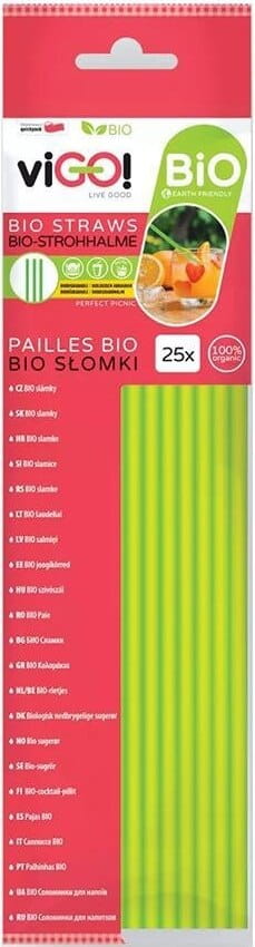 Biologisch abbaubare VIGO Strohhalme aus Papier, 25 Stück, umweltfreundliche Trinkhalme für nachhaltigen Genuss.