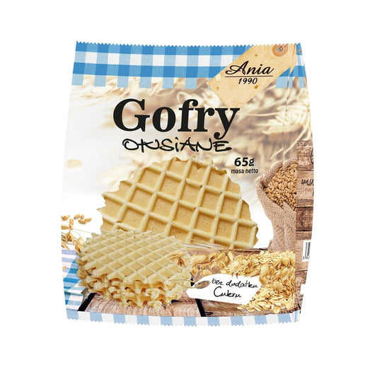 Haferwaffeln ohne Zucker von ANIA, 65 g, knusprige Waffeln mit Haferflocken, ideal für gesunden Snack.