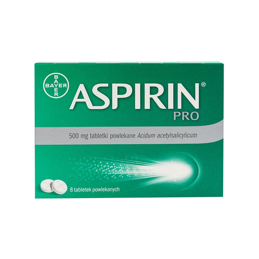 BAYER Aspirin Pro 8 Tabletten, braune Tabletten in Blisterpackung, für Schmerz und Fieber, Nahaufnahme