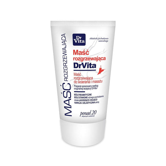 Wärmende Salbe von DRVITA in 100 ml, mit cremiger Textur und angenehmer Anwendung gegen Muskelverspannungen.