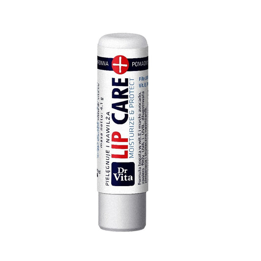 Schützender Lippenstift von DRVITA, pflegend und feuchtigkeitsspendend, in 4 g Verpackung, zeigt den Lippenstift mit Hülle.