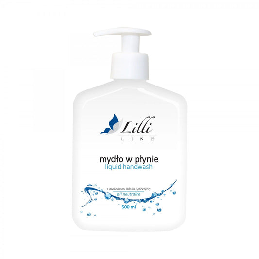 Feuchtigkeitsspendende Flüssigseife von EURUS in 500 ml Flasche, zeigt die elegante Verpackung und die klare Seifenflüssigkeit