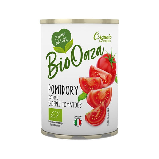 GREEK TRADE Bio geschnittene Dosentomaten in 425 ml Dose, frische, saftige Tomaten in natürlicher Verpackung.