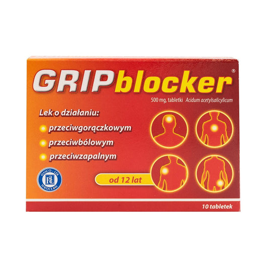 HASCO-LEK Gripblocker gegen Schmerzen und Fieber, 10 Tabletten in Packung, visuelles Bild des Produkts