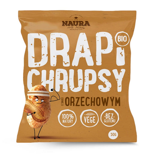 Bio Chips mit Erdnussgeschmack von NAURA, knusprige Snack-Option in 50 g Verpackung, ideal für Naschkatzen und Snackliebhaber