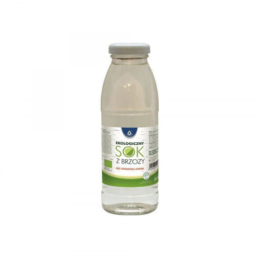 Bio Birkensaft ohne Zuckerzusatz von OLEOFARM, 300 ml Flasche, klare Flüssigkeit in einer transparenten Flasche.